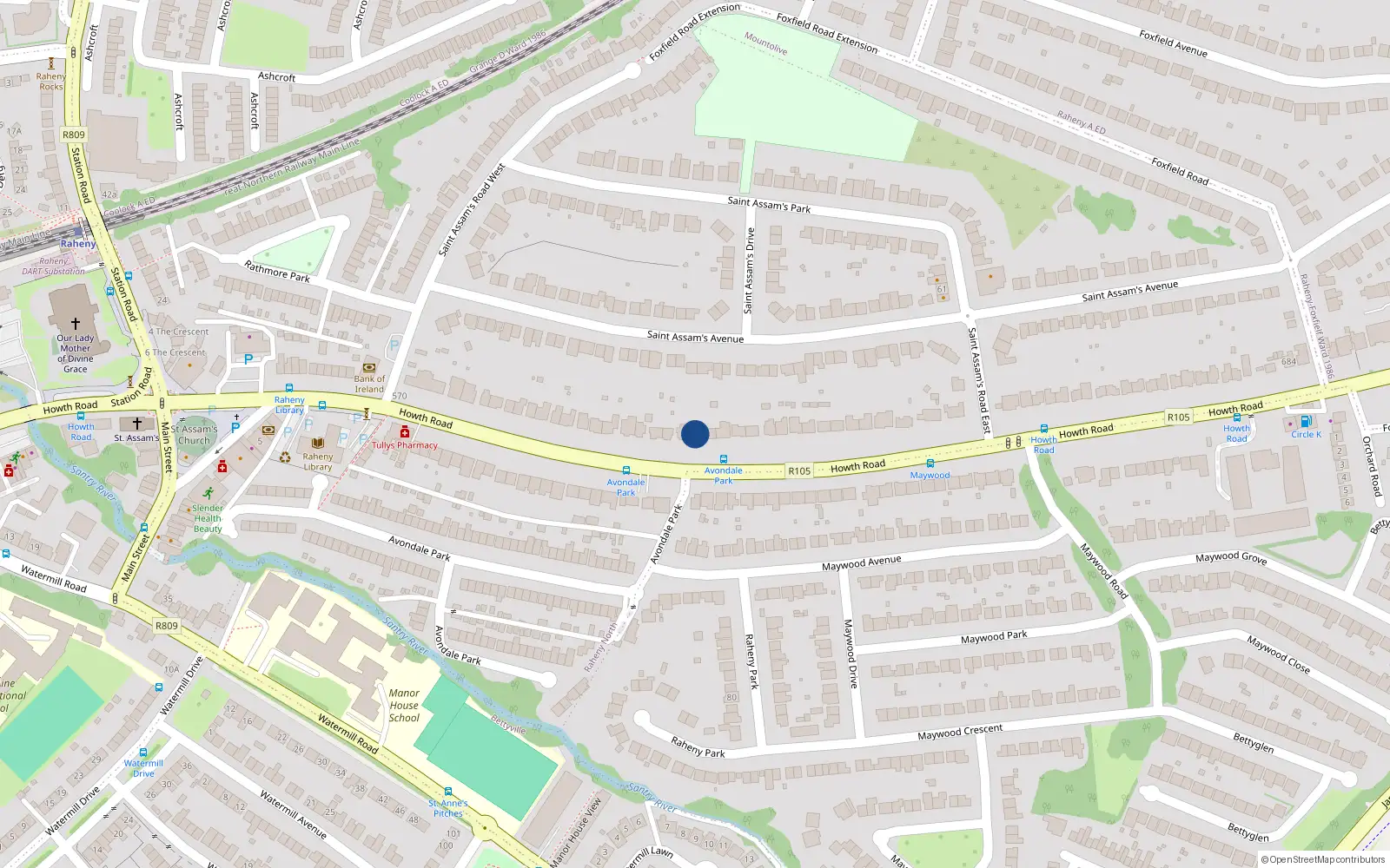 Overhead map showing the location of 610 Howth Road, Dublin 5