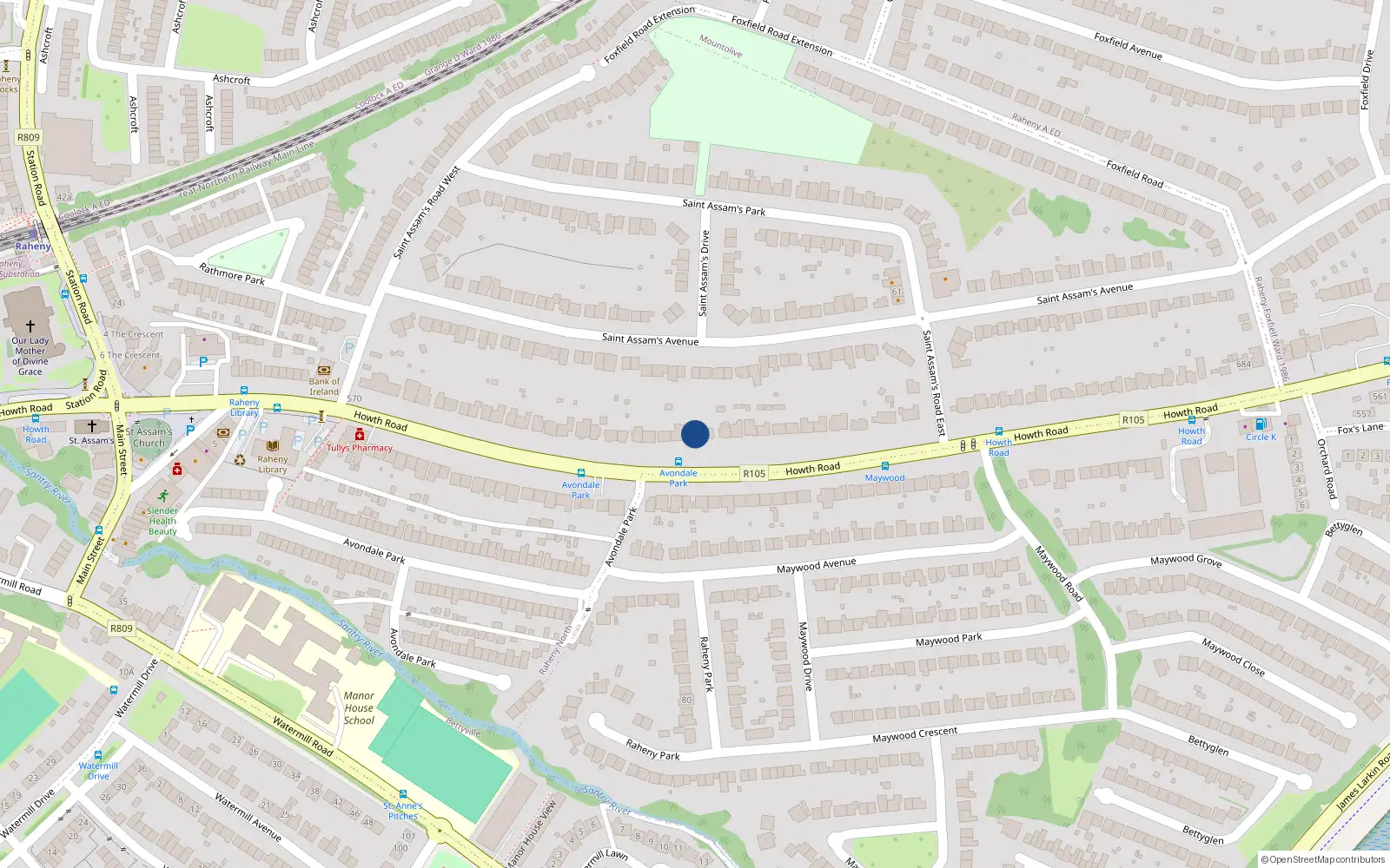 Overhead map showing the location of 616 Howth Road, Dublin 5