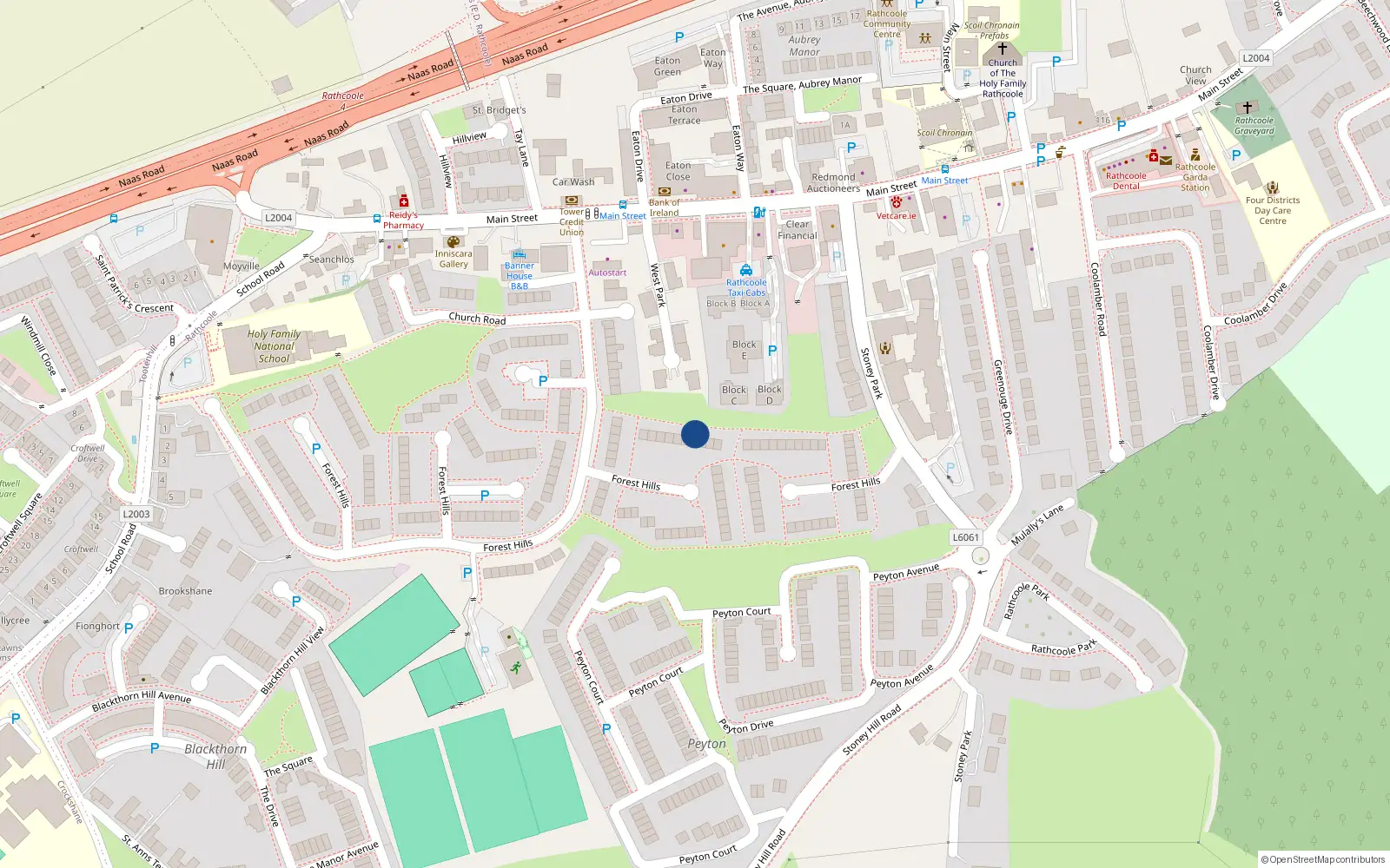 Overhead map showing the location of 61forest Hills, Rathcoole, Dublin