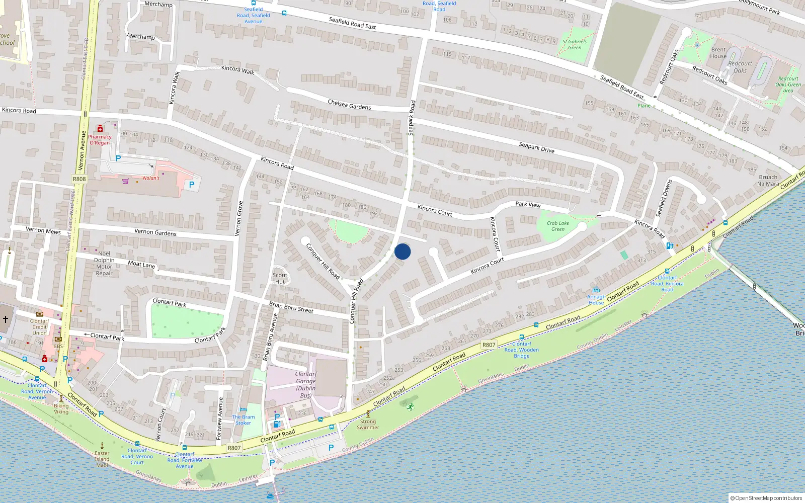 Overhead map showing the location of 62 Conquer Hill Road, Dublin 3