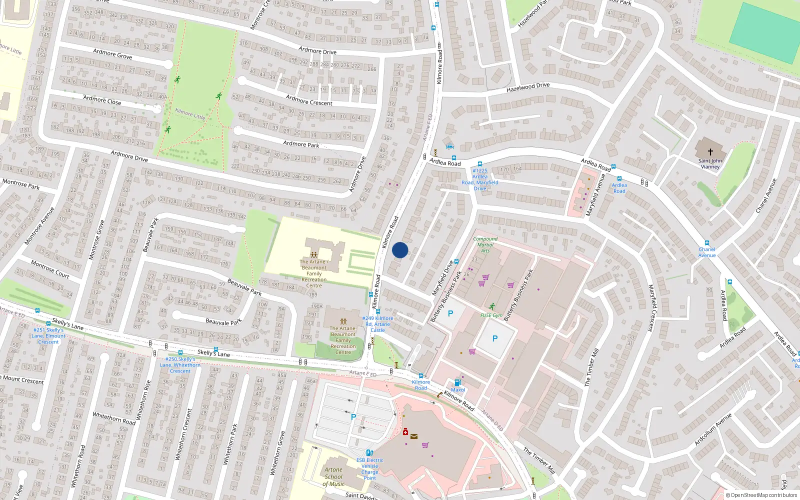 Overhead map showing the location of 62 Kilmore Road, Artane, Dublin 5