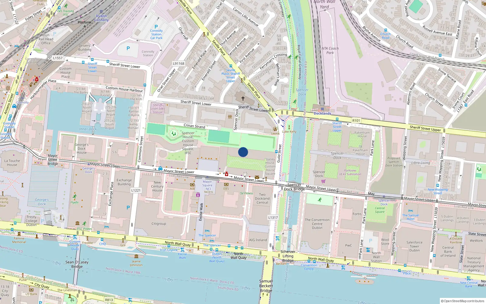 Overhead map showing the location of 62 Lee House, Mayor Street Lower, Dublin 1