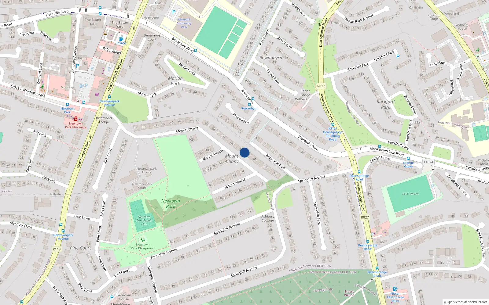 Overhead map showing the location of 62 Mount Albany, Blackrock
