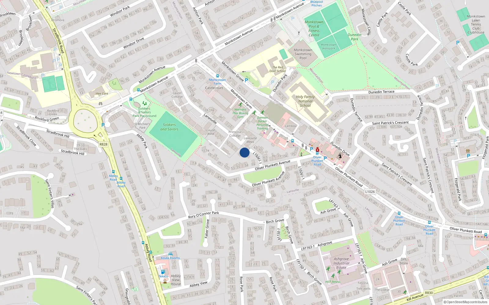Overhead map showing the location of 62 Oliver Plunkett Avenue, Dublin