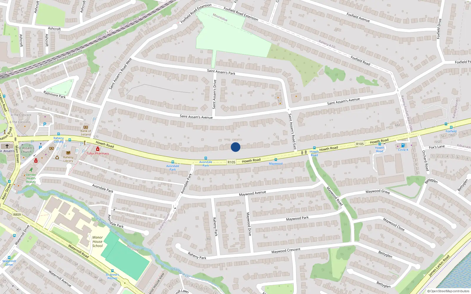 Overhead map showing the location of 626 Howth Road, Dublin 5