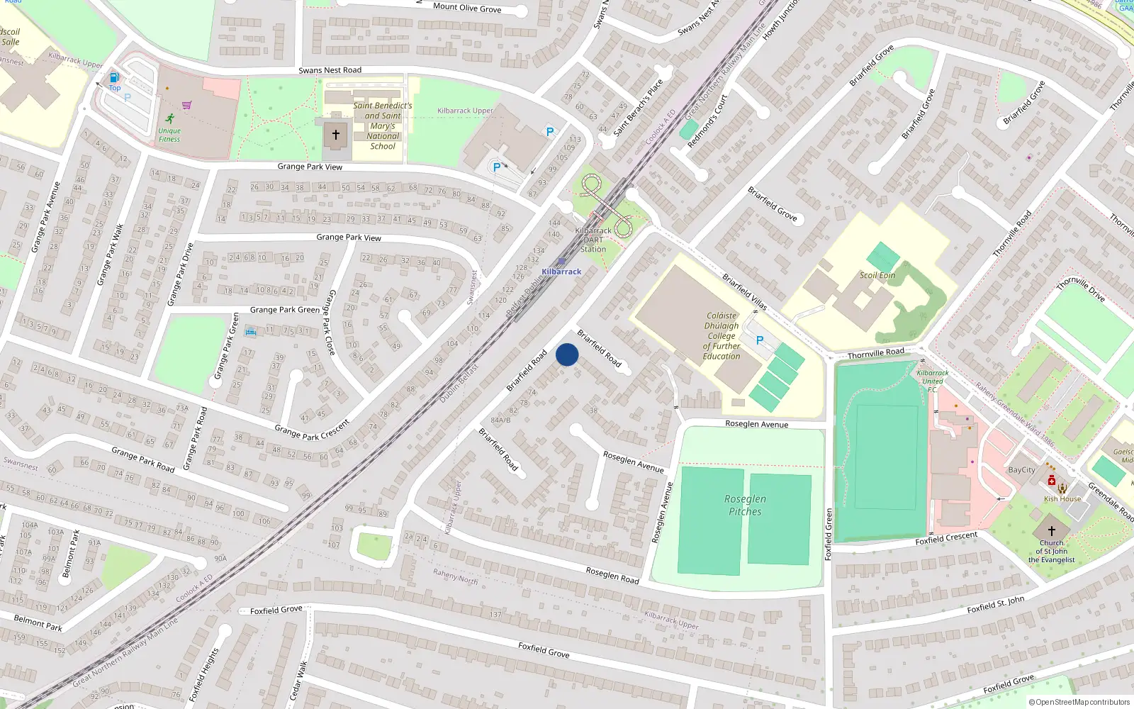 Overhead map showing the location of 62A Briarfield Road, Dublin 5