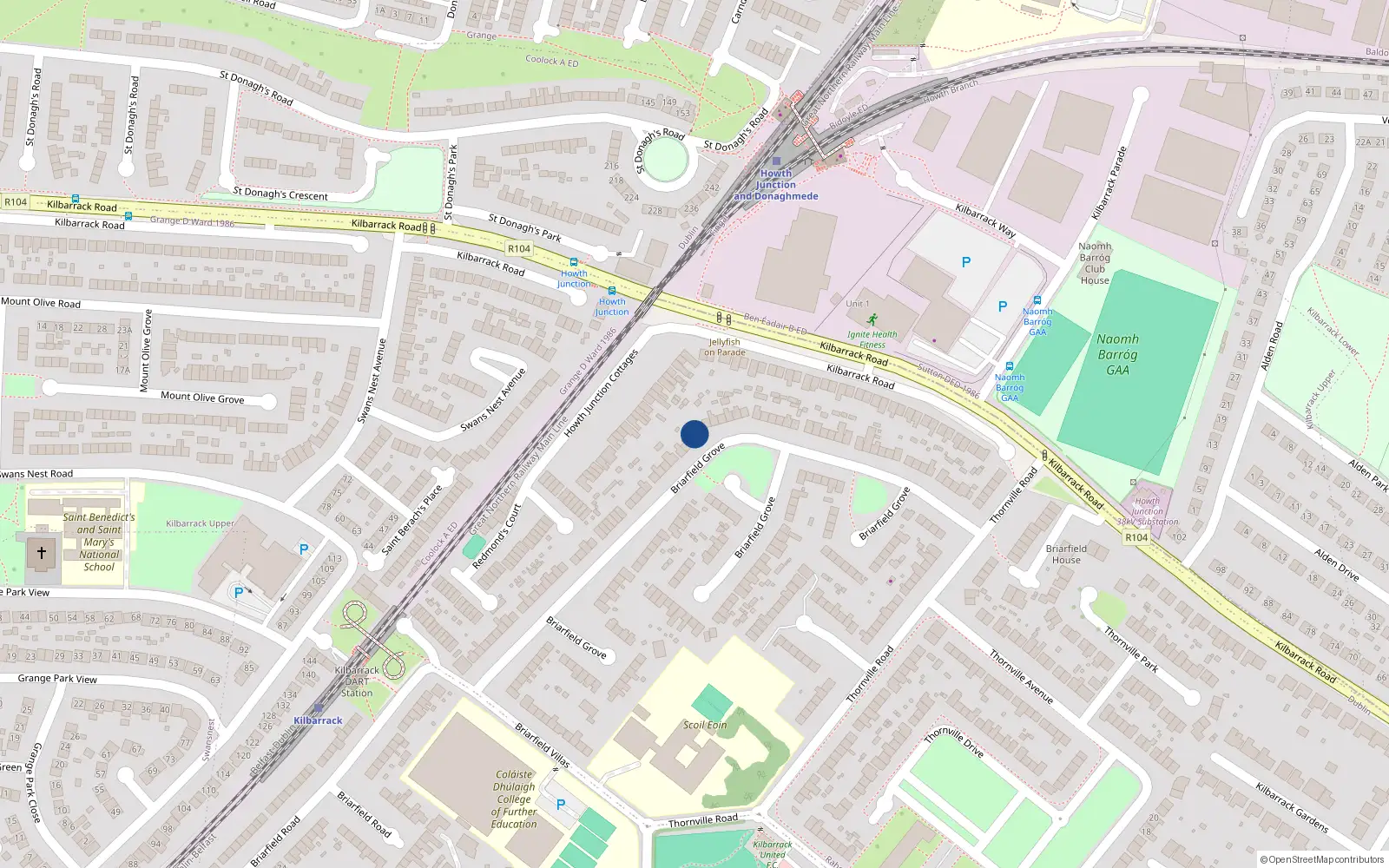 Overhead map showing the location of 63 Briarfield Grove, Kilbarrack, Dublin 5
