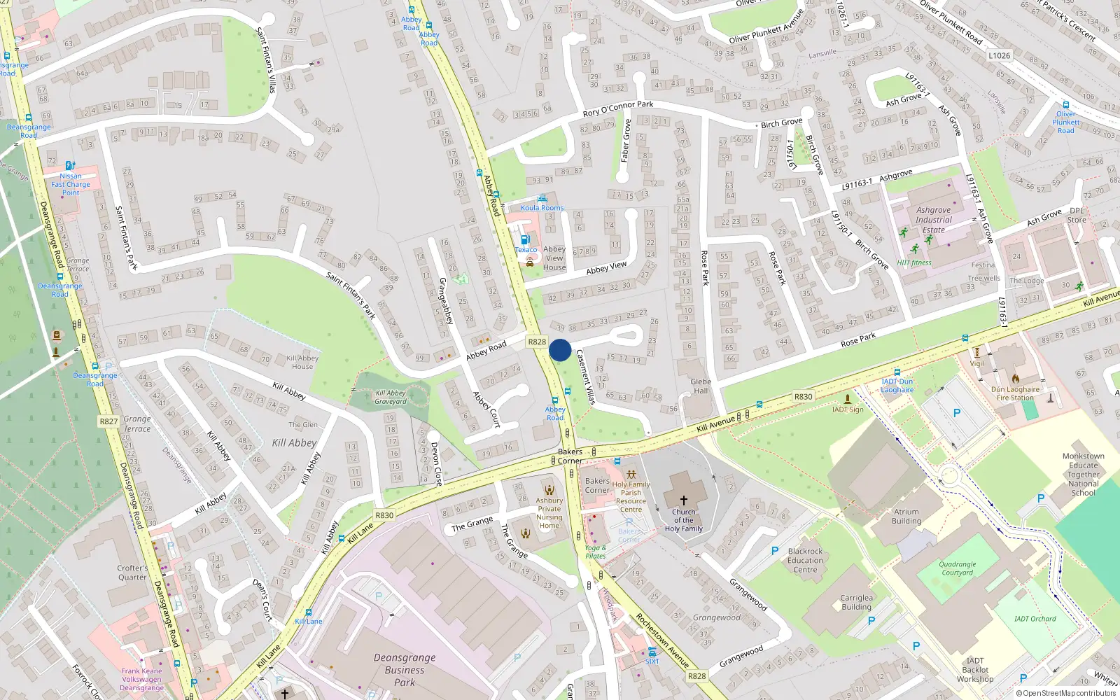 Overhead map showing the location of 63 Casement Villas, Dun Laoghaire