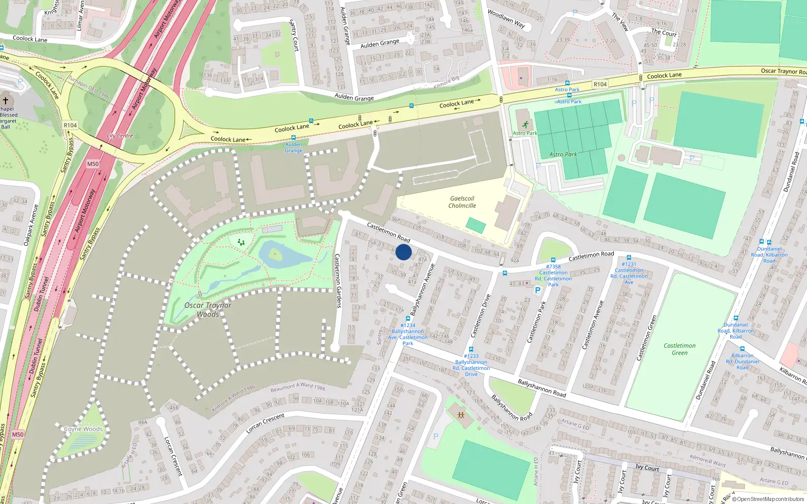 Overhead map showing the location of 63 Castletimon Road, Dublin 5