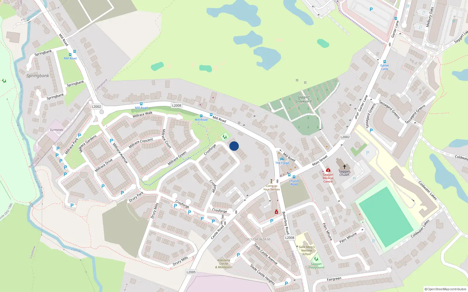 Overhead map showing the location of 63 Crosforge, Saggart