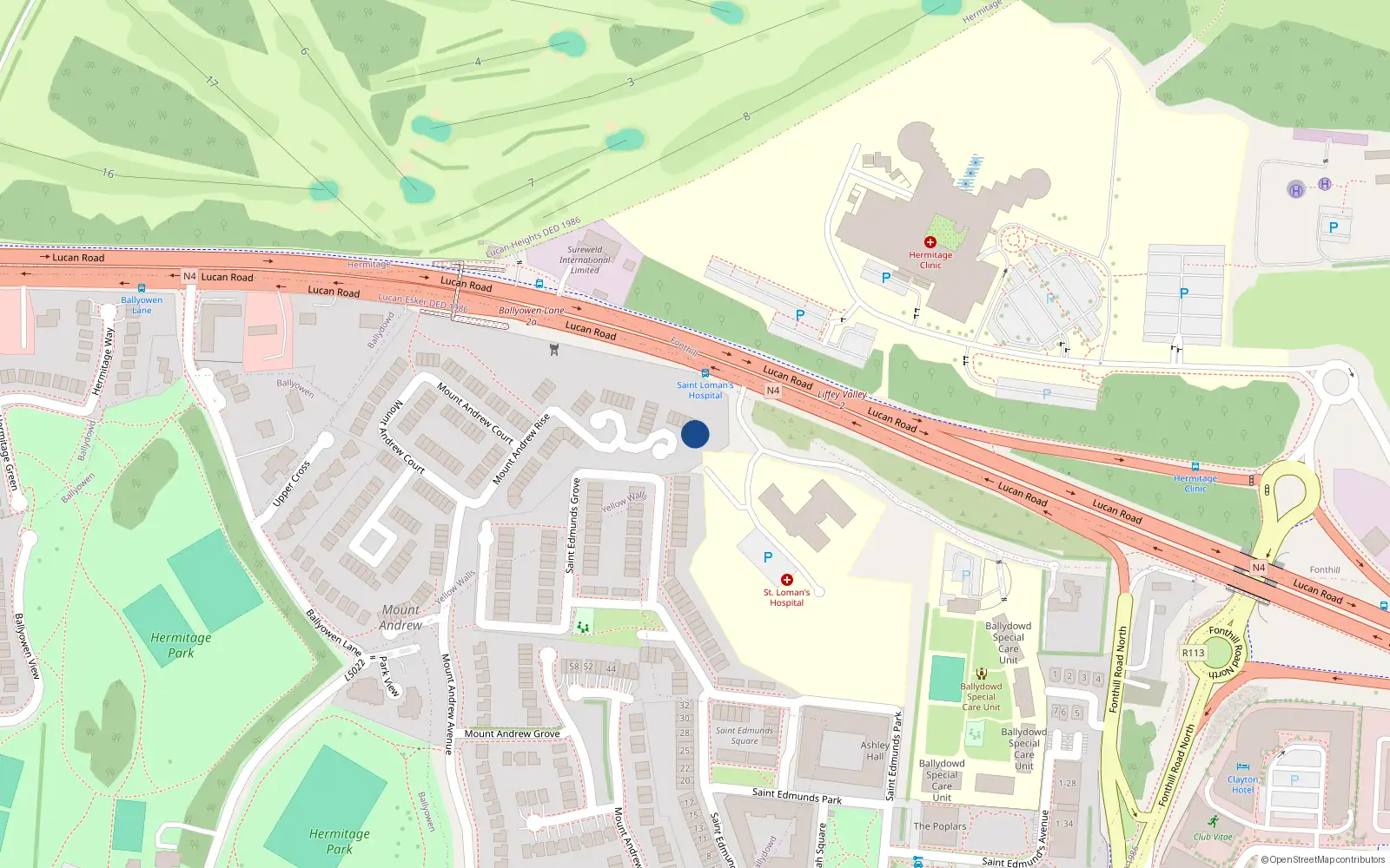 Overhead map showing the location of 63 Mount Andrew Rise, Lucan