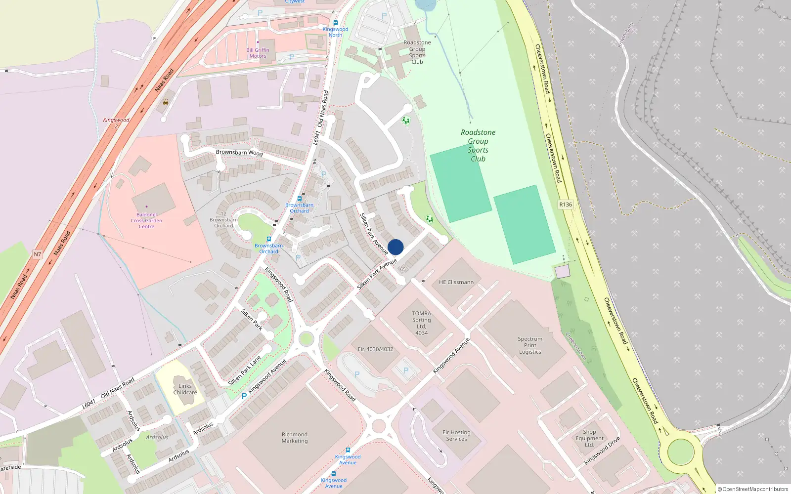Overhead map showing the location of 63 Silken Park Avenue, Dublin 22