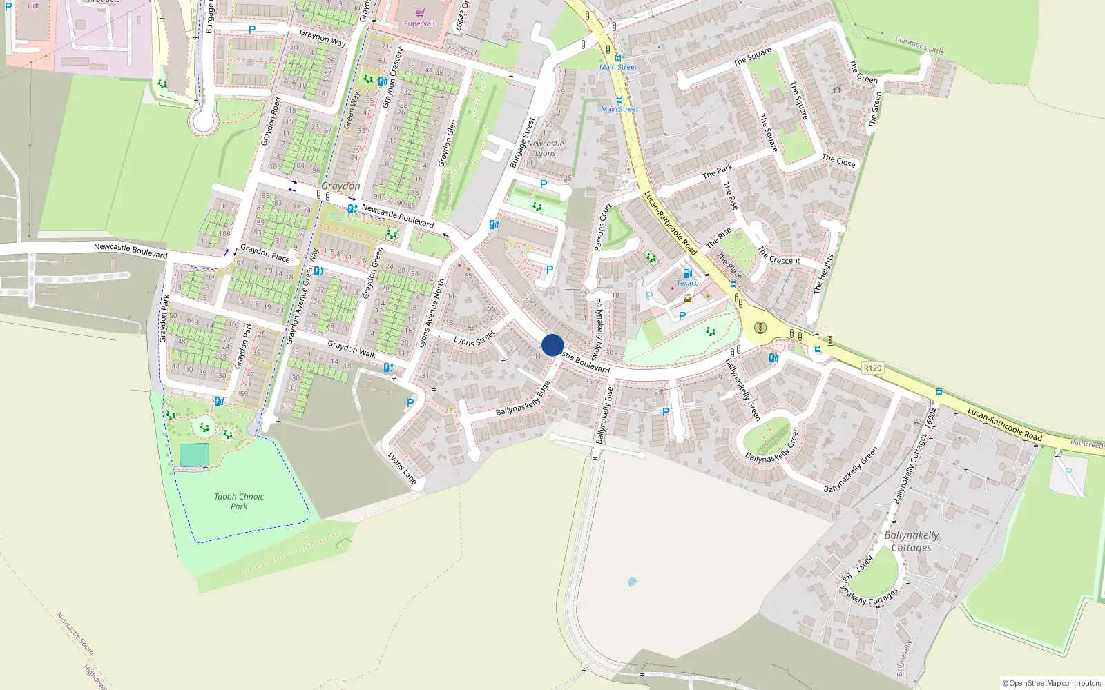 Overhead map showing the location of 64 66 68 70 72 74 76 78 80, 86 Newcastle Boulevard