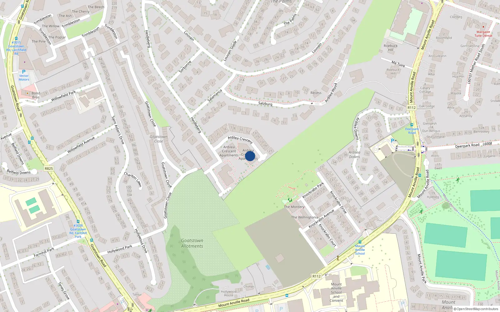 Overhead map showing the location of 64 Ardilea Crescent, Ardilea