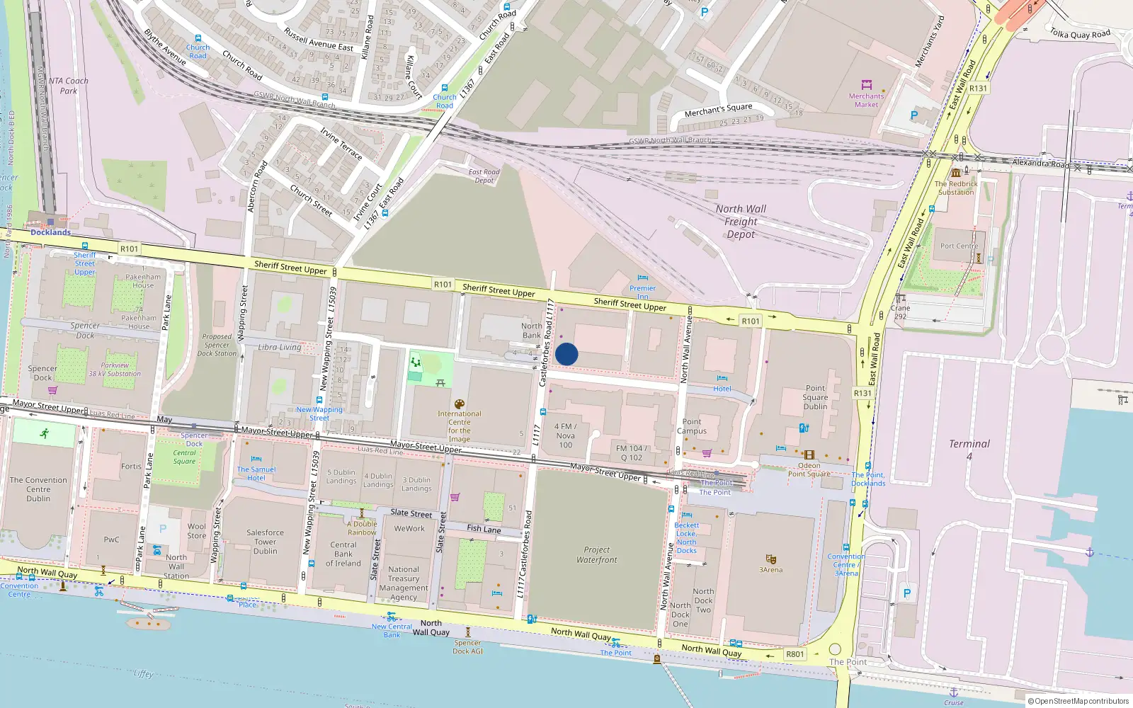 Overhead map showing the location of 64 Castleforbes Square, Dublin 1