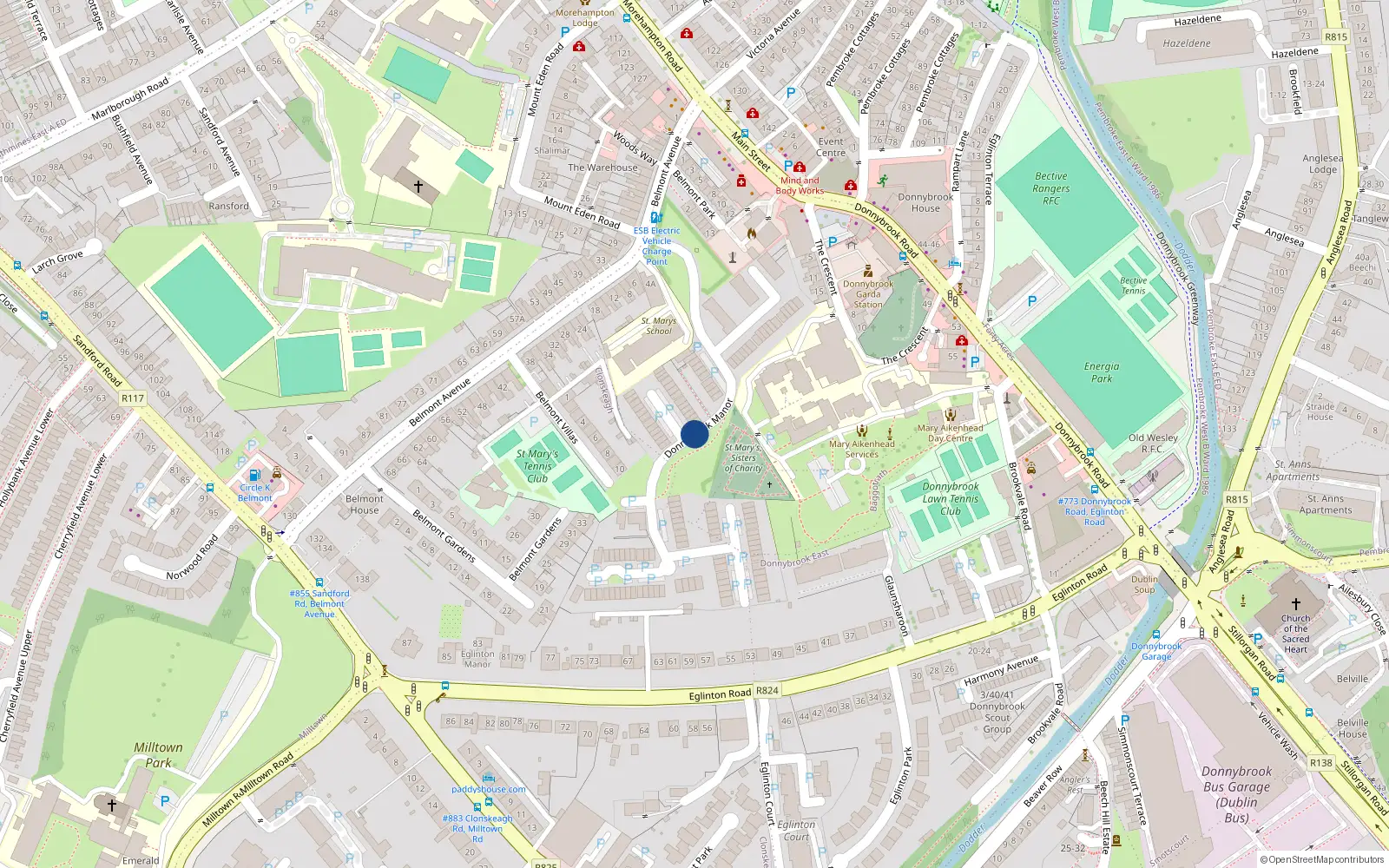 Overhead map showing the location of 64 Donnybrook Manor, Donnybrook