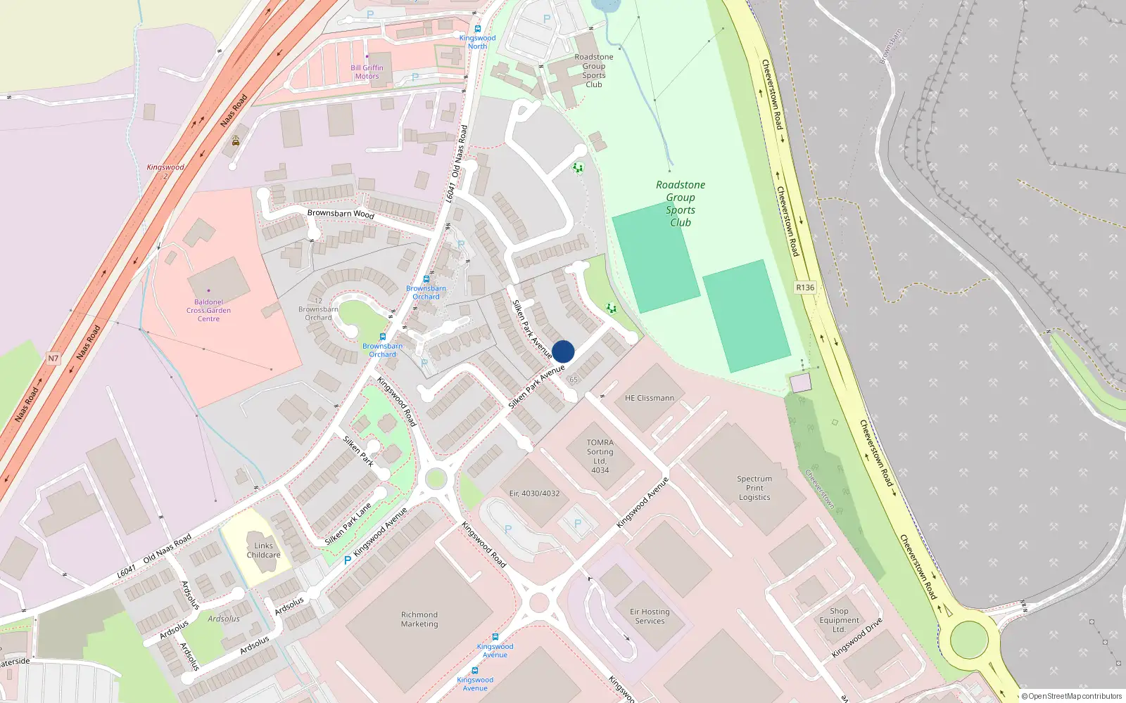 Overhead map showing the location of 64 Silken Park Avenue, Dublin