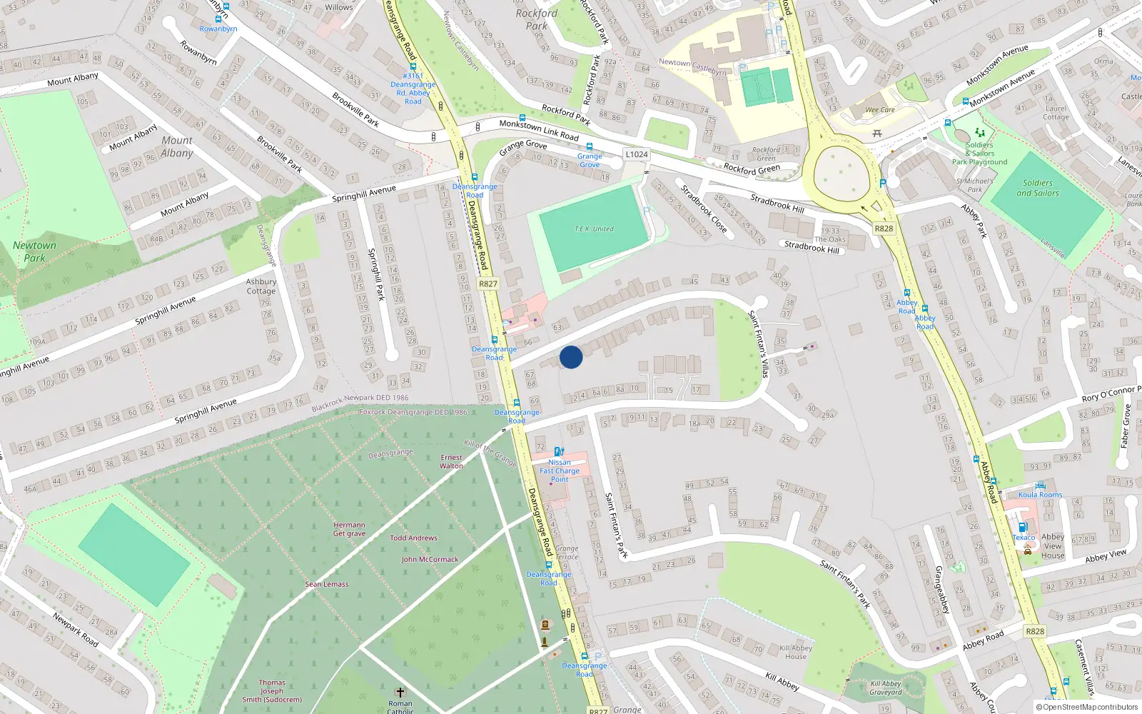 Overhead map showing the location of 64 Saint Fintan's Villas, Blackrock