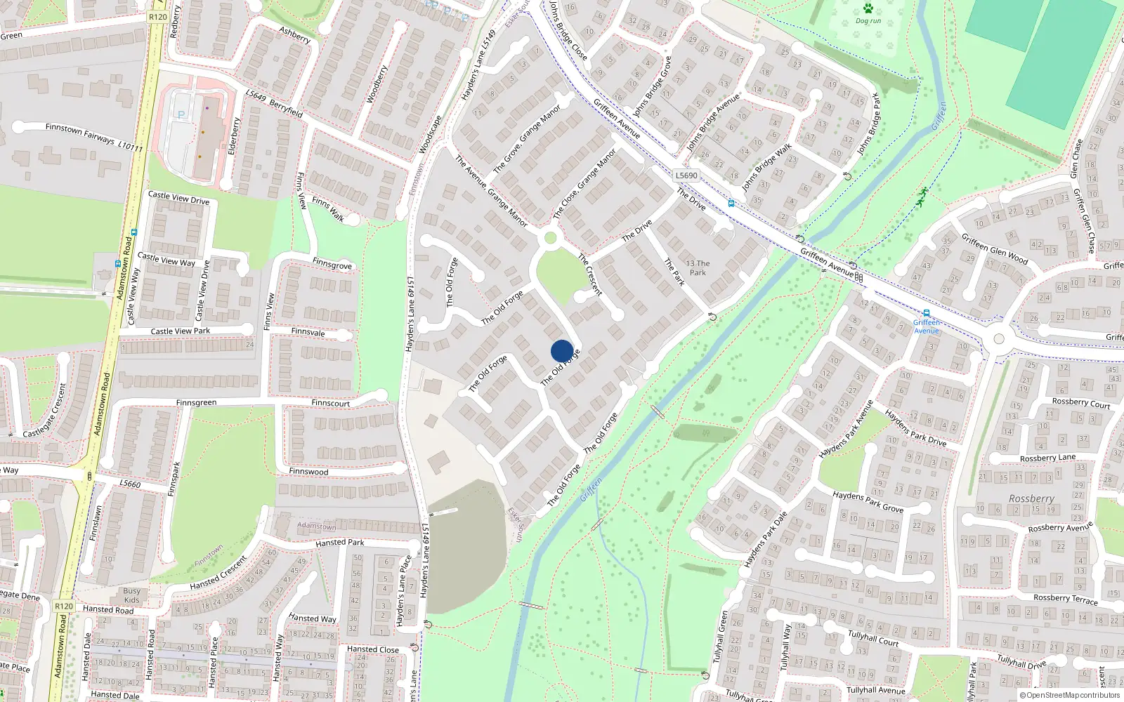 Overhead map showing the location of 64 The Old Forge, Lucan