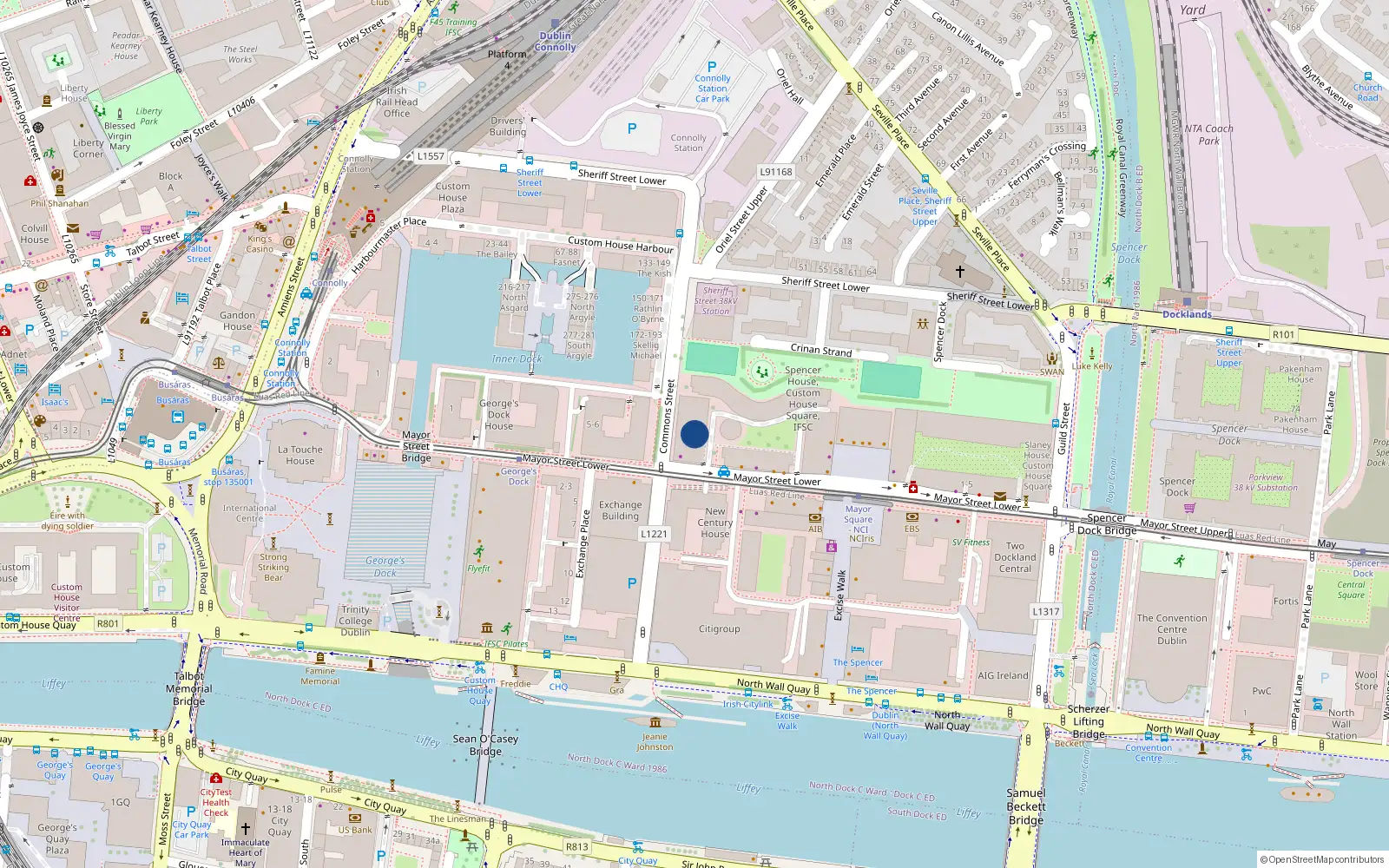 Overhead map showing the location of 65 Malton House, 1 Mayor Street Lower, Dublin 1