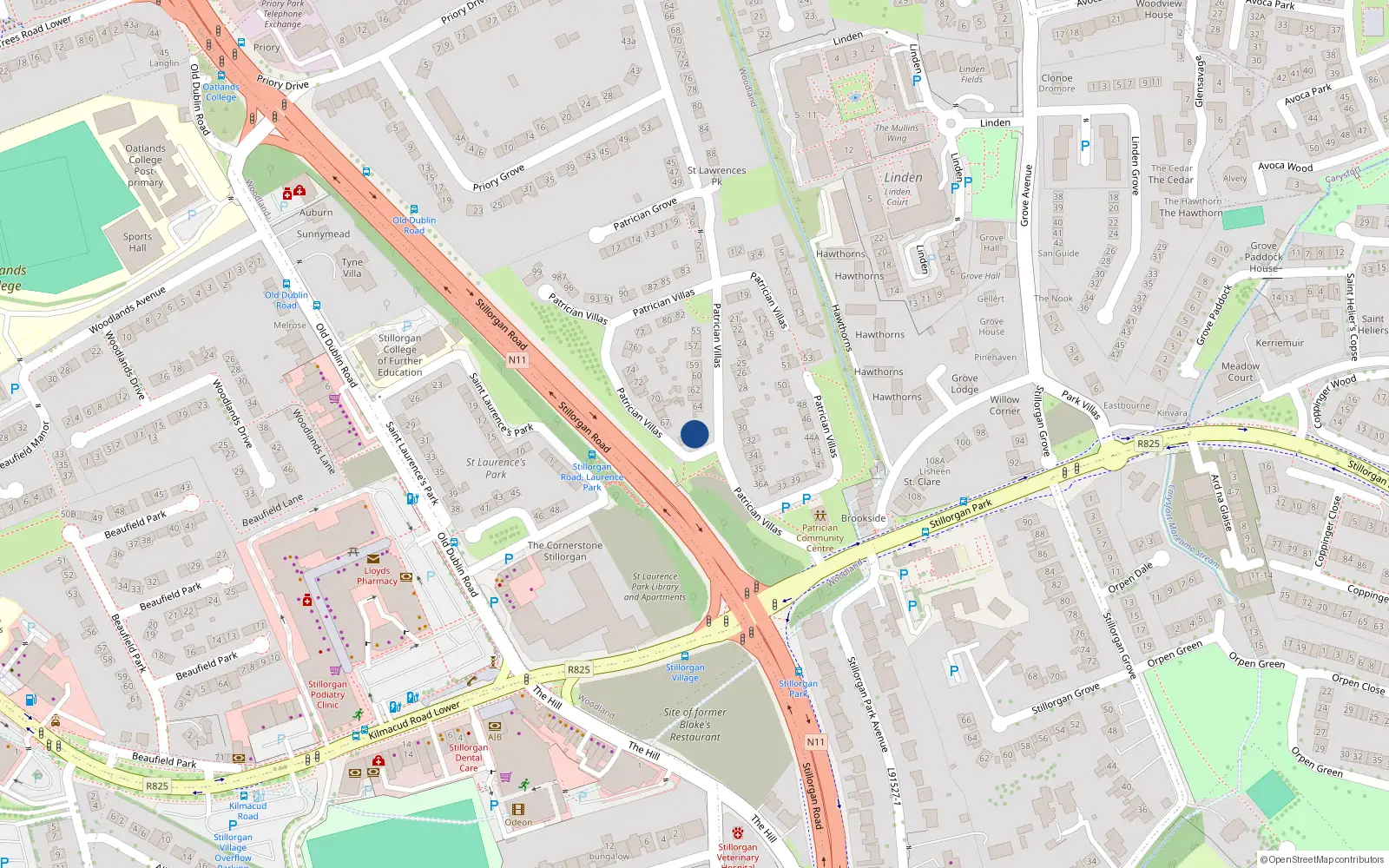 Overhead map showing the location of 65 Patrician Villas, Co Dublin