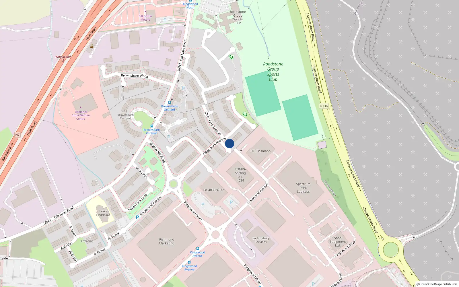 Overhead map showing the location of 65 Silken Park Avenue, Dublin 22