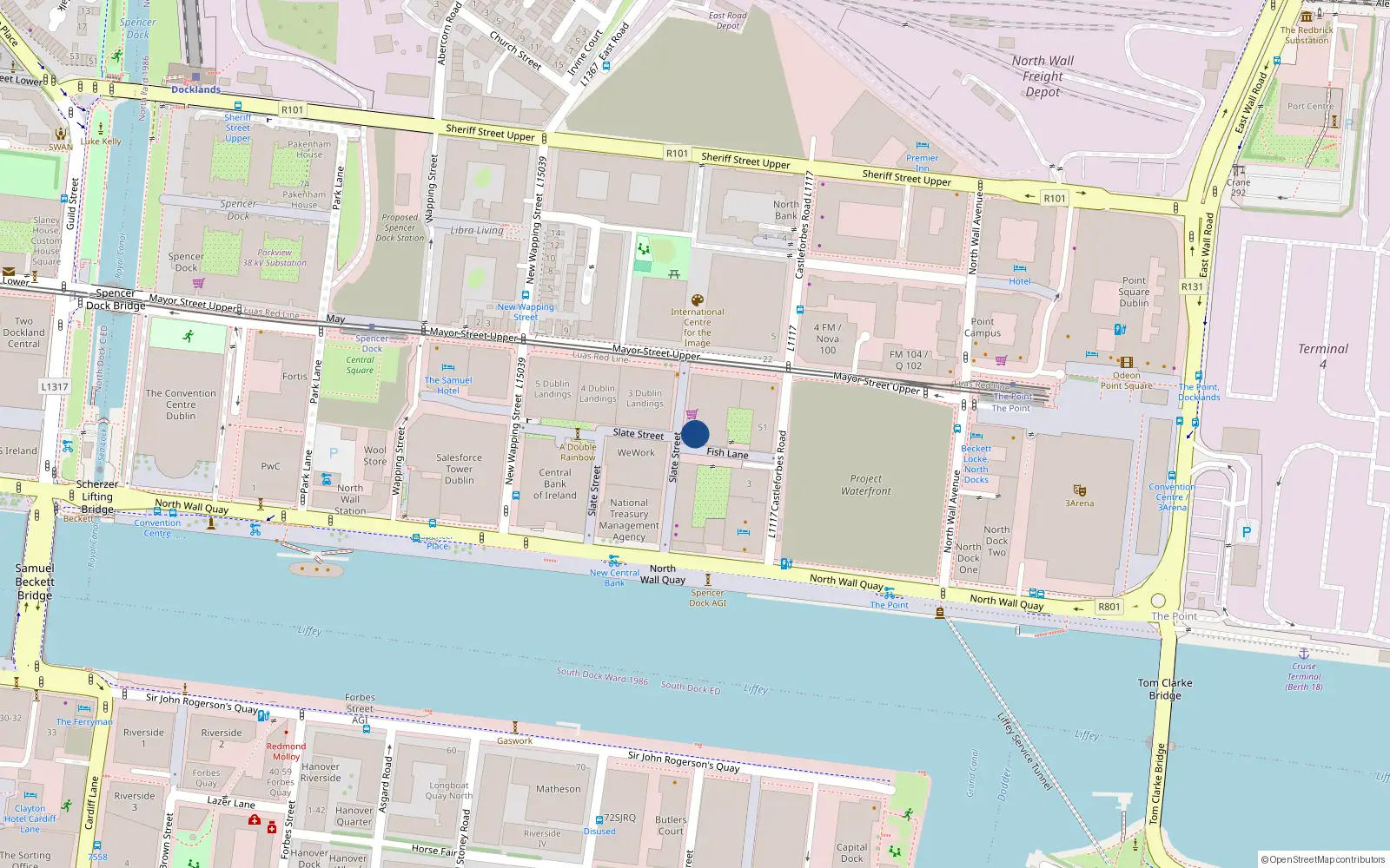 Overhead map showing the location of 65 St Josephs Place, Off Dorset St, Dublin 1