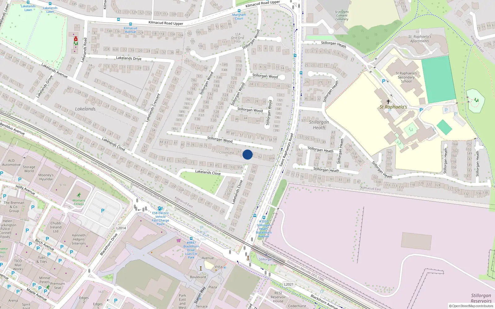 Overhead map showing the location of 65 Stillorgan Wood, Co Dublin