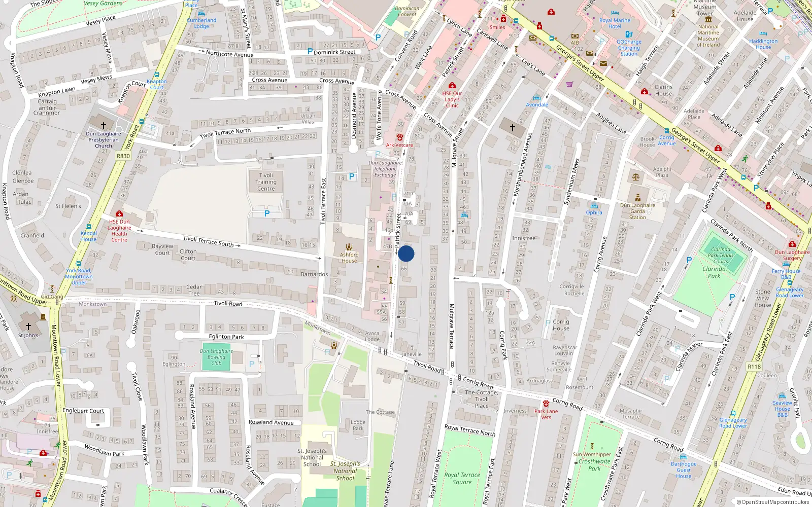Overhead map showing the location of 65A Patrick Street, Dublin