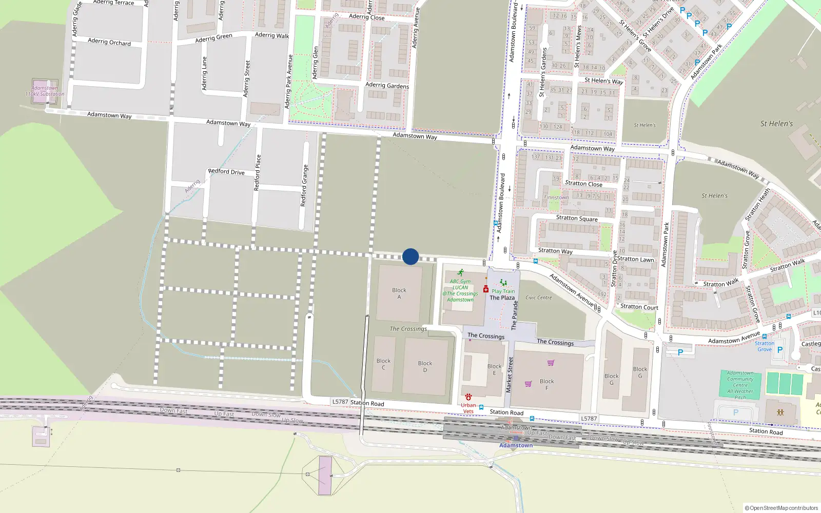 Overhead map showing the location of 66 Adamstown Avenue, Gollierstown