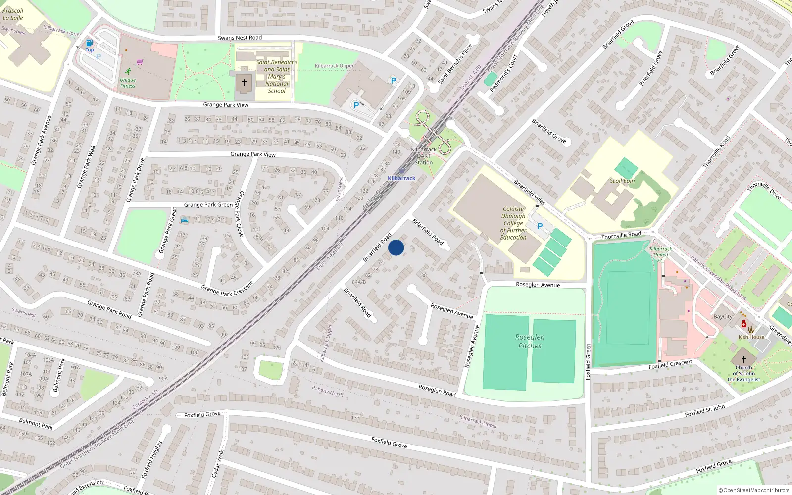 Overhead map showing the location of 66 Briarfield Road, Dublin 5