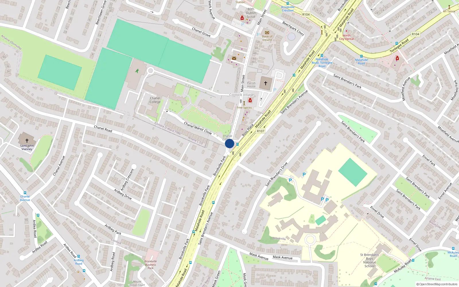 Overhead map showing the location of 66 Brookville Park, Dublin 5