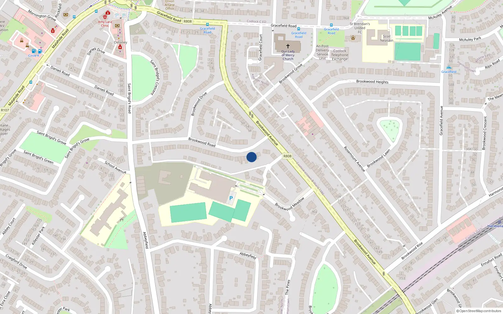 Overhead map showing the location of 66 Brookwood Road, Dublin 5