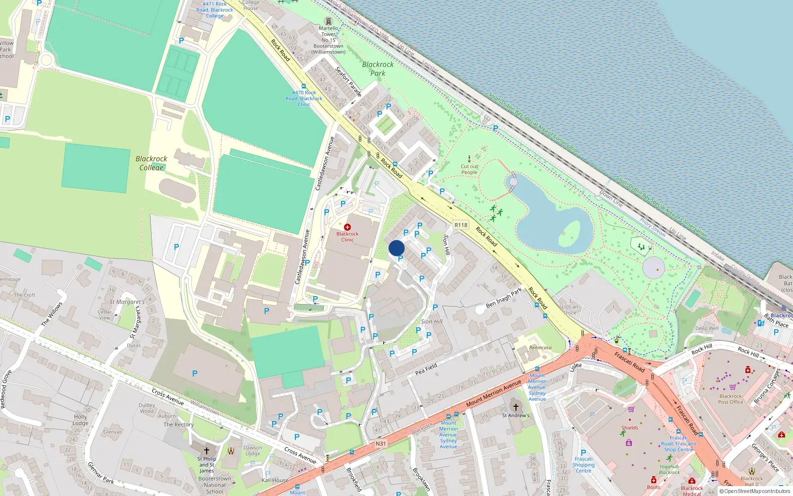 Overhead map showing the location of 66 Castledawson, Blackrock