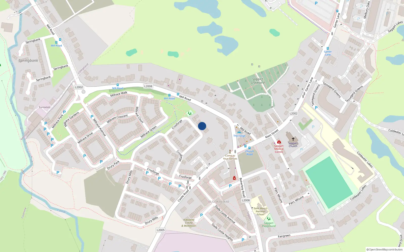 Overhead map showing the location of 66 Crossforge, Saggart