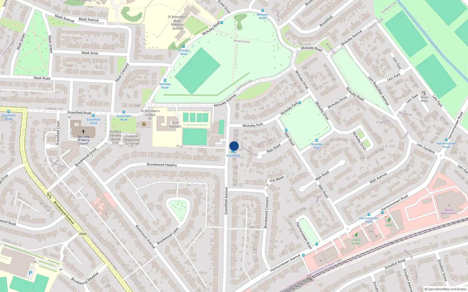 Overhead map showing the location of 66 Gracefield Avenue, Artane, Dublin 5