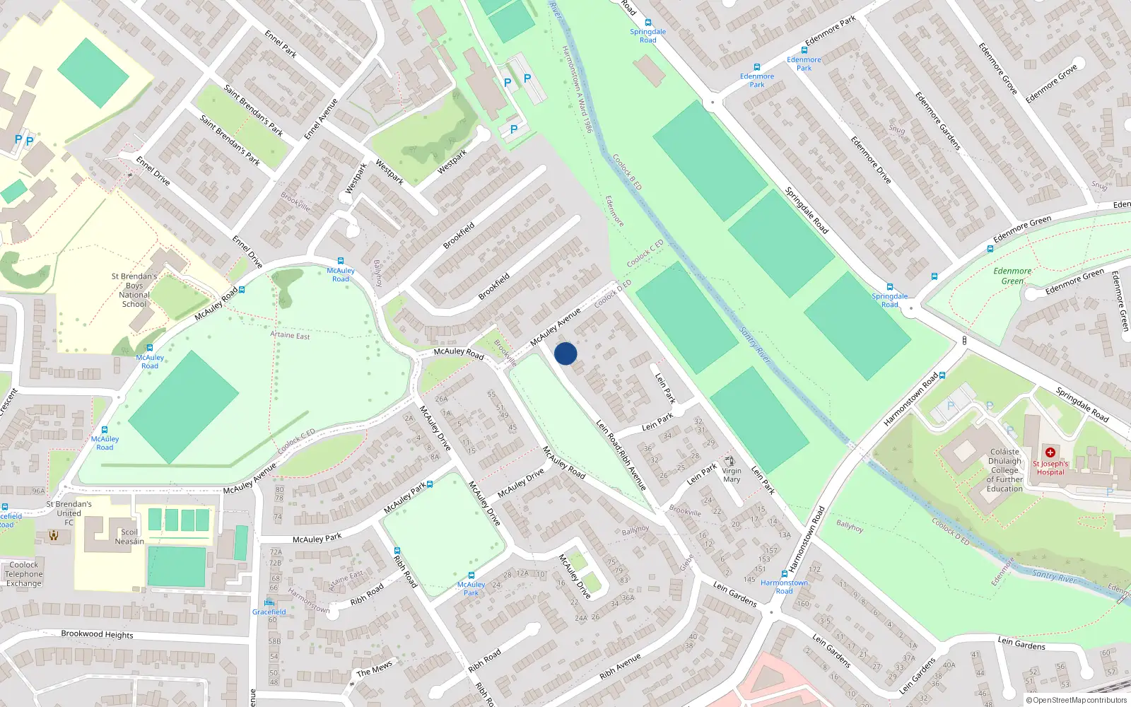 Overhead map showing the location of 66 Lein Road, Artane, Dublin 5