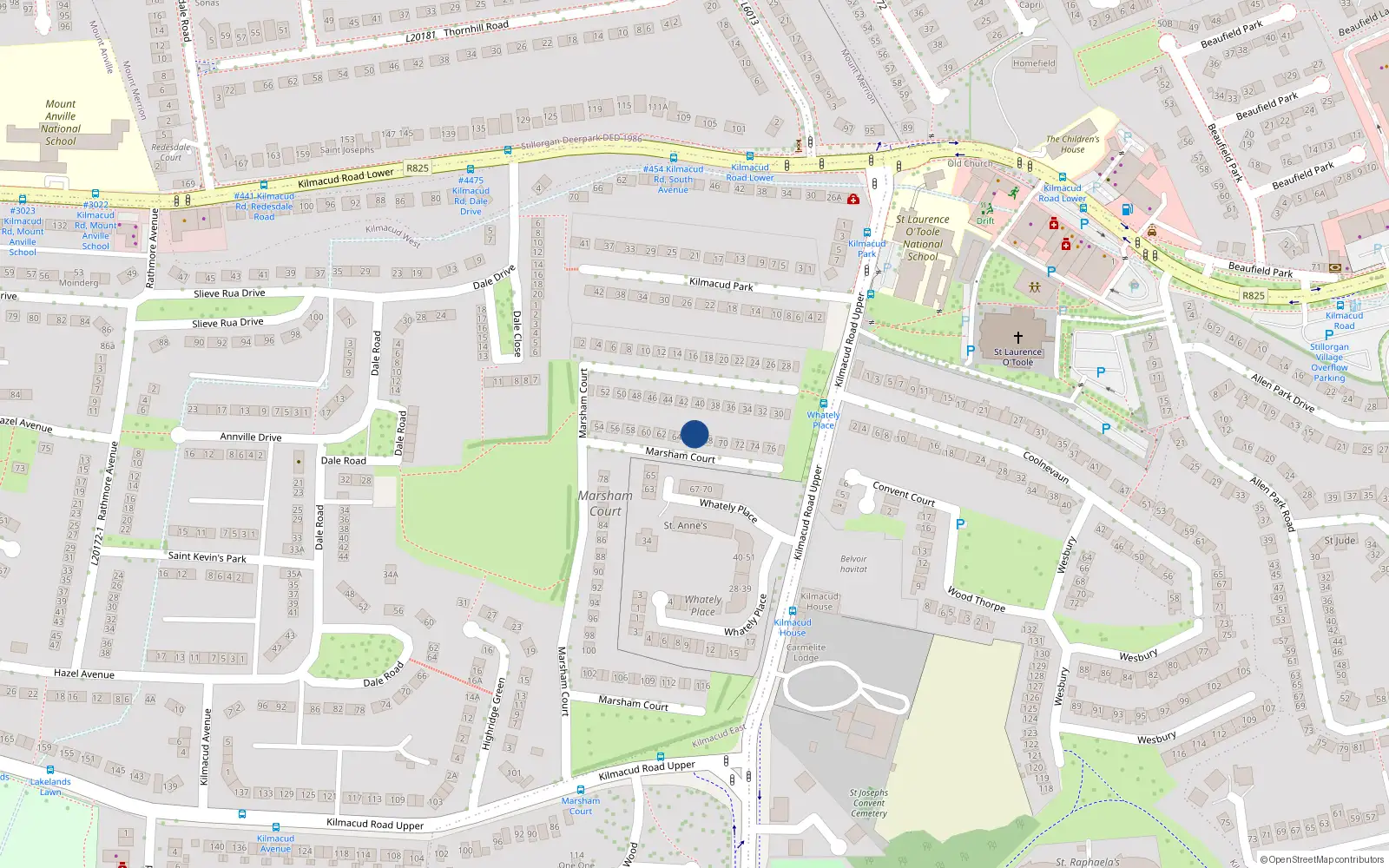 Overhead map showing the location of 66 Marsham Court, Blackrock