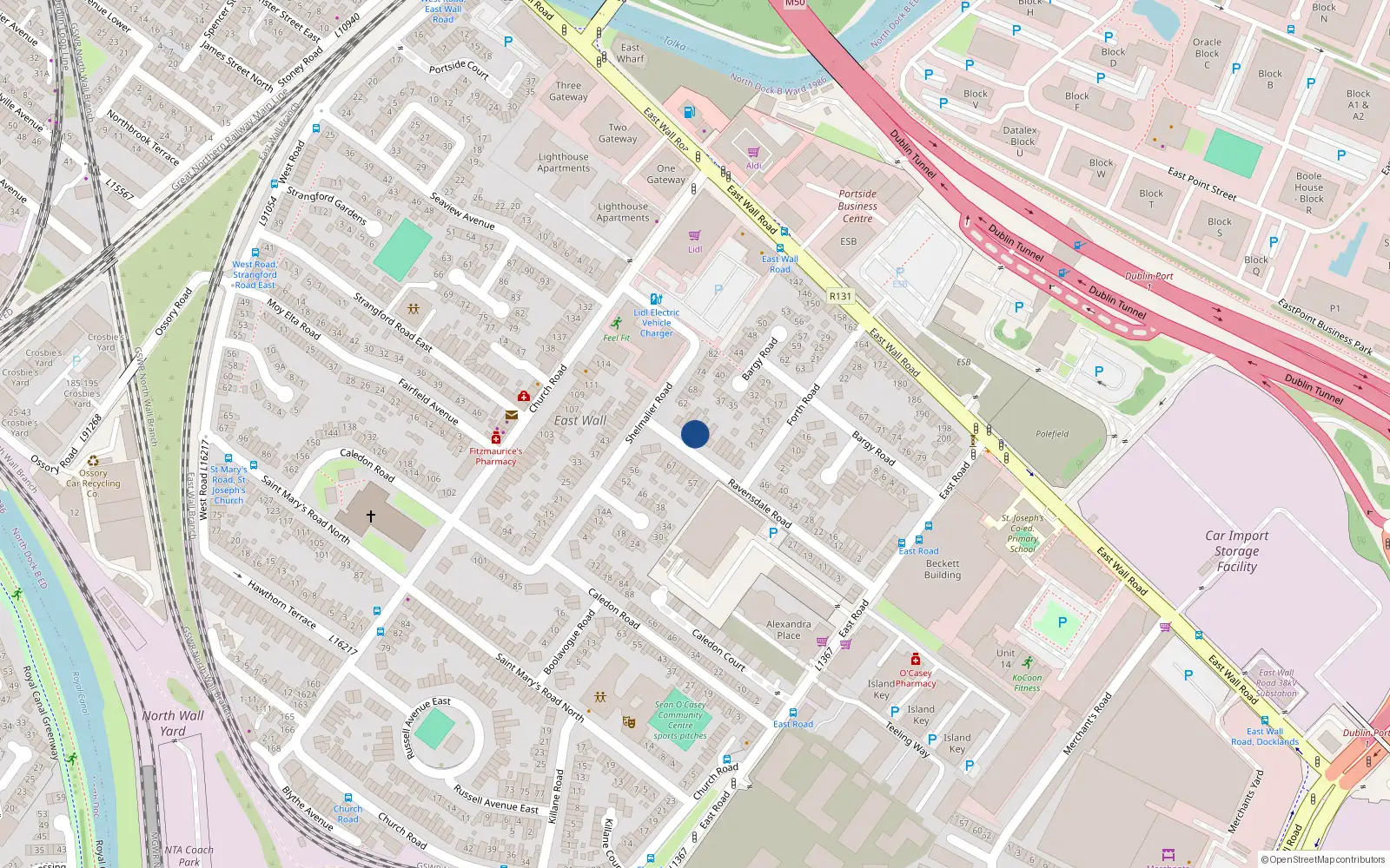 Overhead map showing the location of 66 Ravensdale Road, Dublin 3