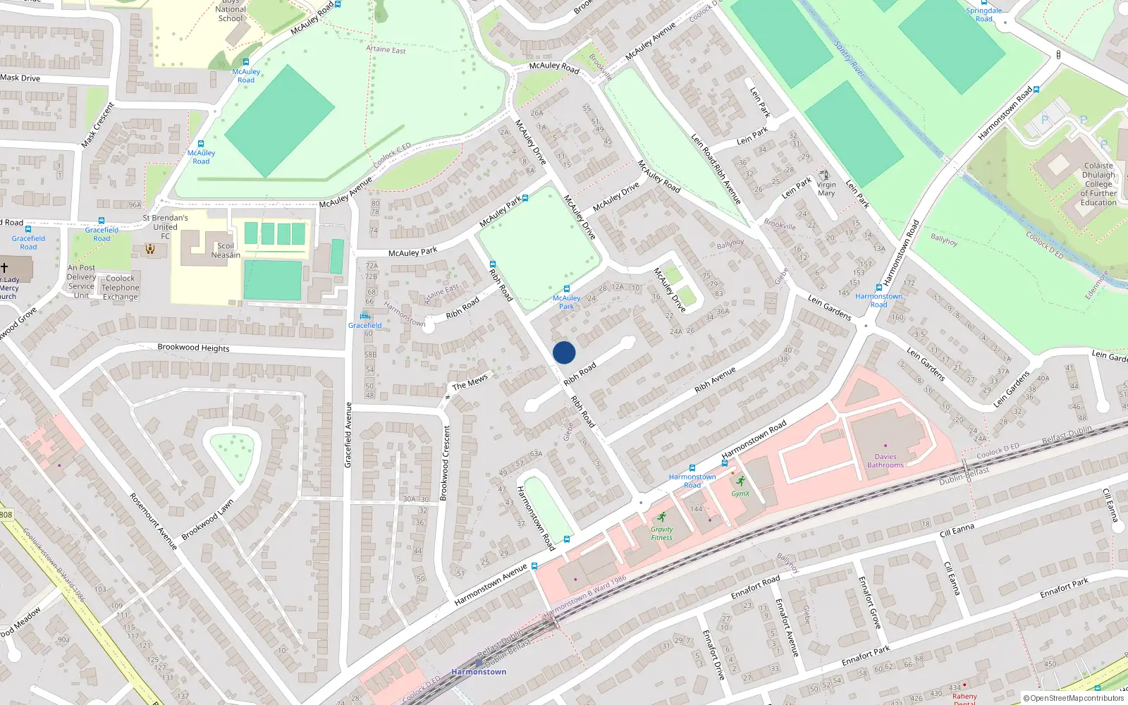 Overhead map showing the location of 66 Ribh Road, Artane, Dublin 5