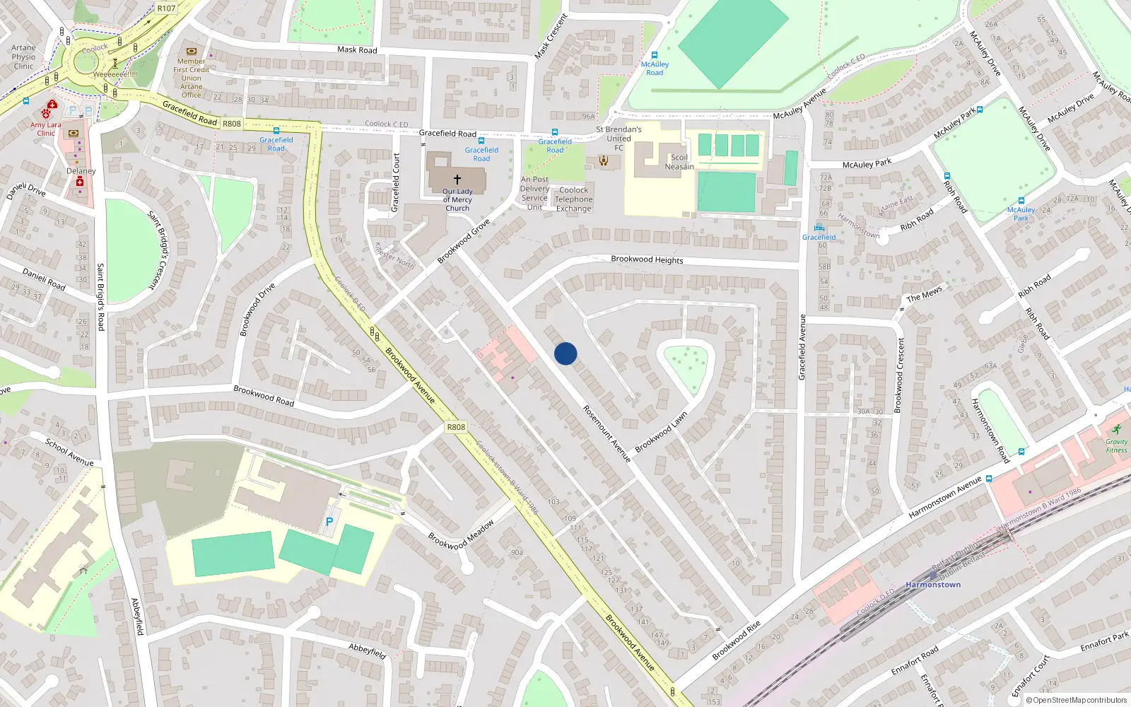 Overhead map showing the location of 66 Rosemount Avenue, Artane, Dublin 5