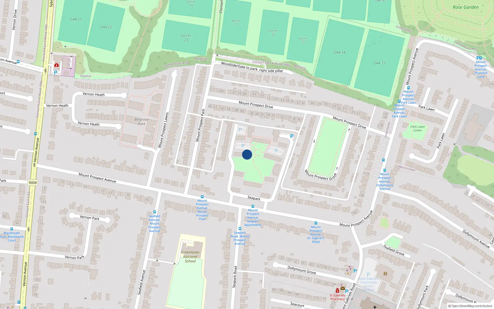 Overhead map showing the location of 66 Seapark Apartments, Clontarf, Dublin 3