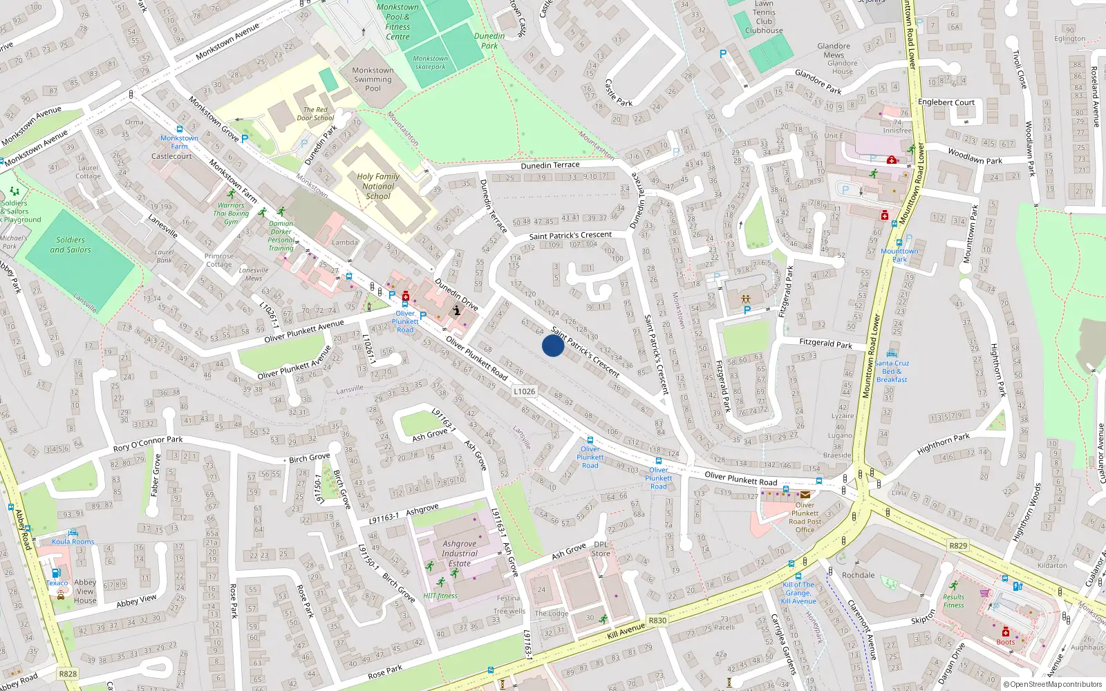 Overhead map showing the location of 66 St Patricks Crescent, Dun Laoghaire, Dublin