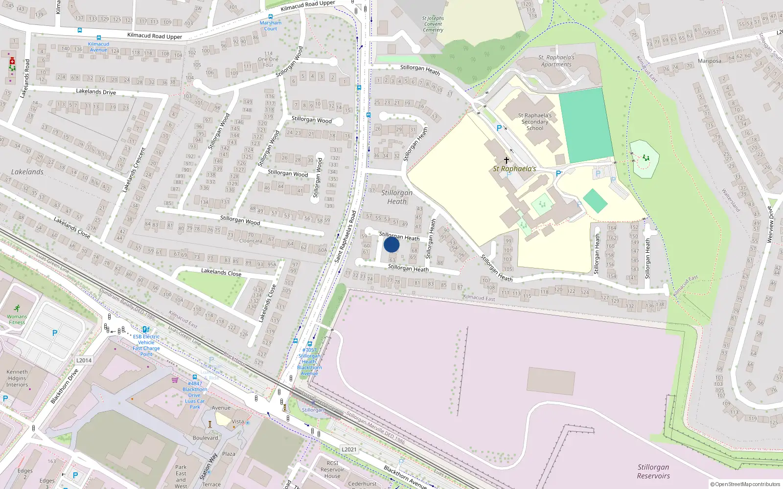 Overhead map showing the location of 66 Stillorgan Heath, Blackrock, Dublin
