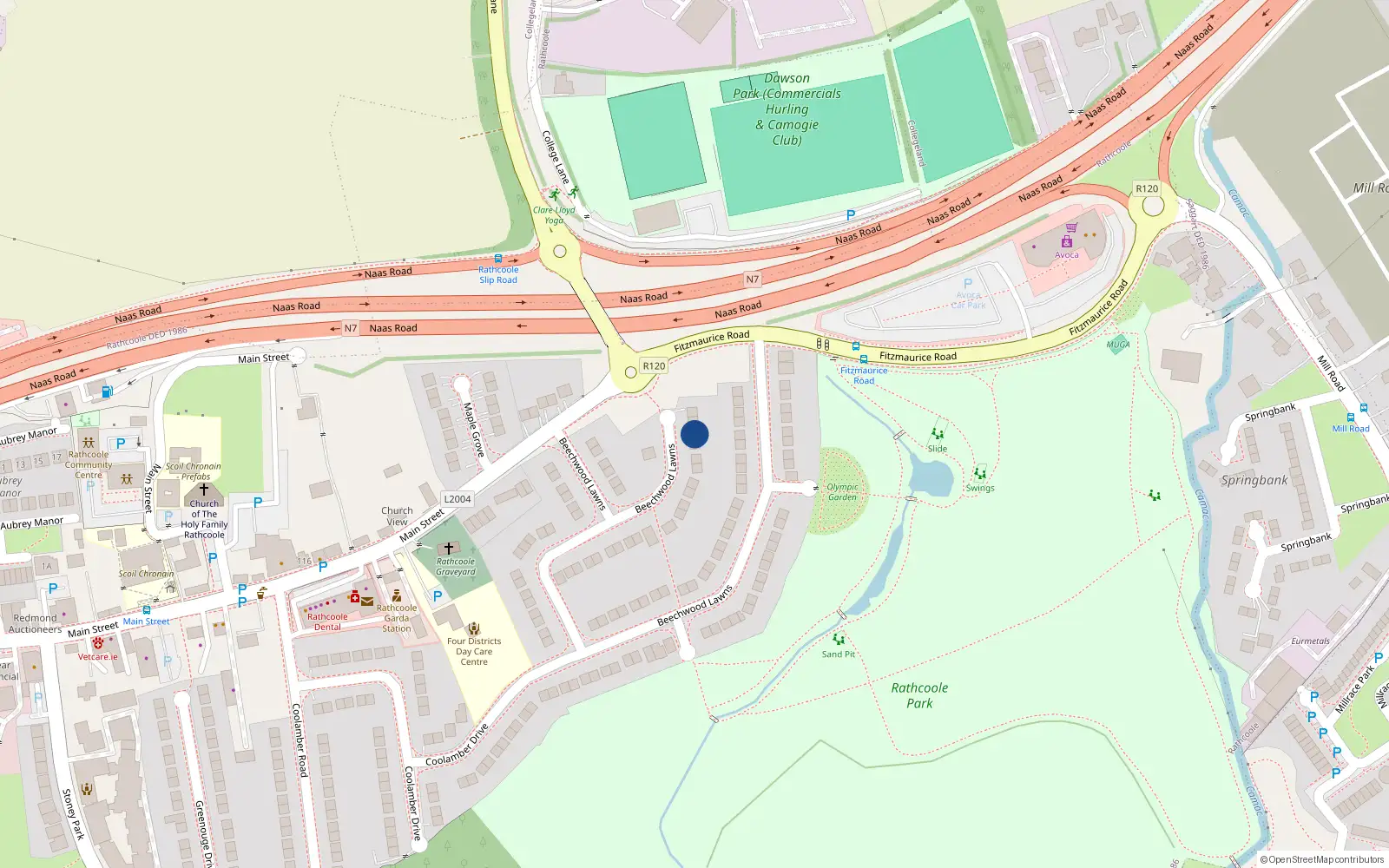 Overhead map showing the location of 67 Beechwood Lawns, Rathcoole