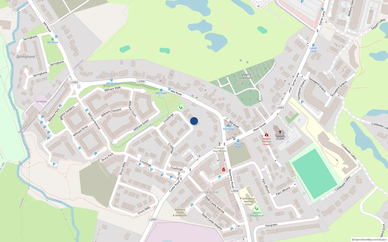 Overhead map showing the location of 67 Crosforge, Saggart