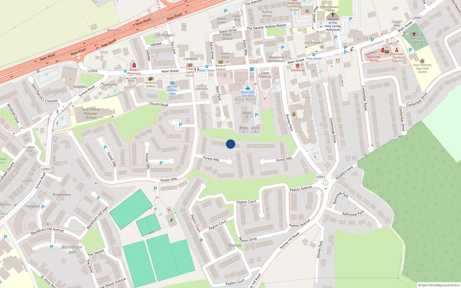 Overhead map showing the location of 67 Forest Hills, Rathcoole