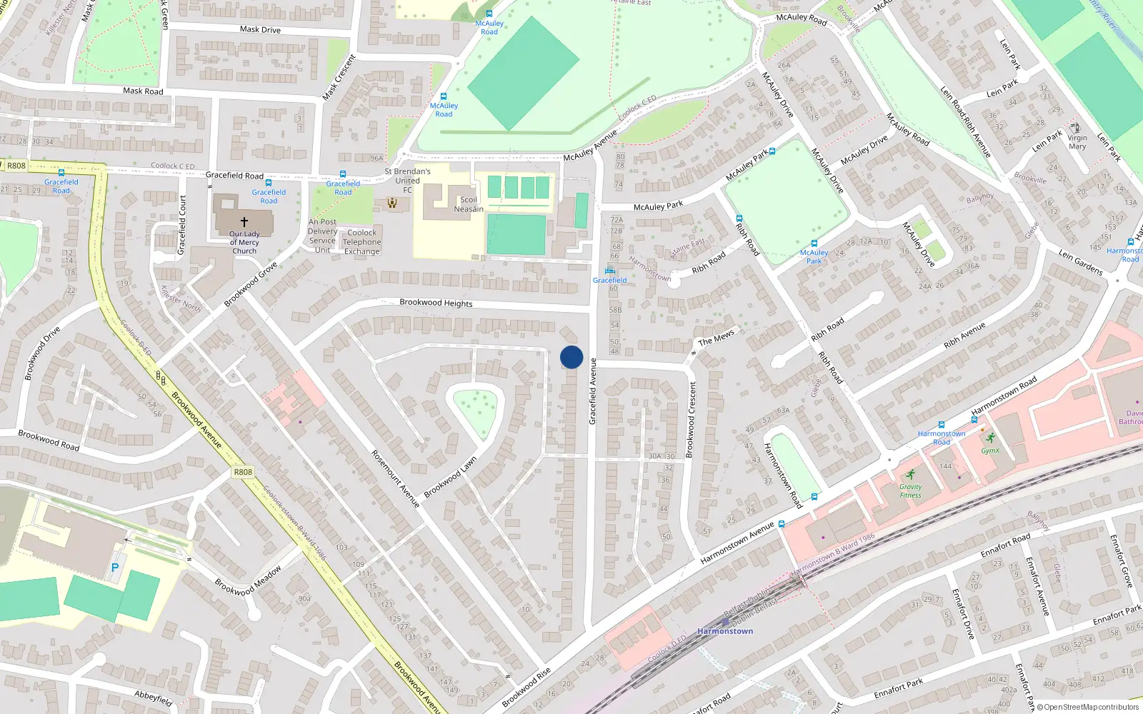 Overhead map showing the location of 67 Gracefield Avenue, Artane, Dublin 5