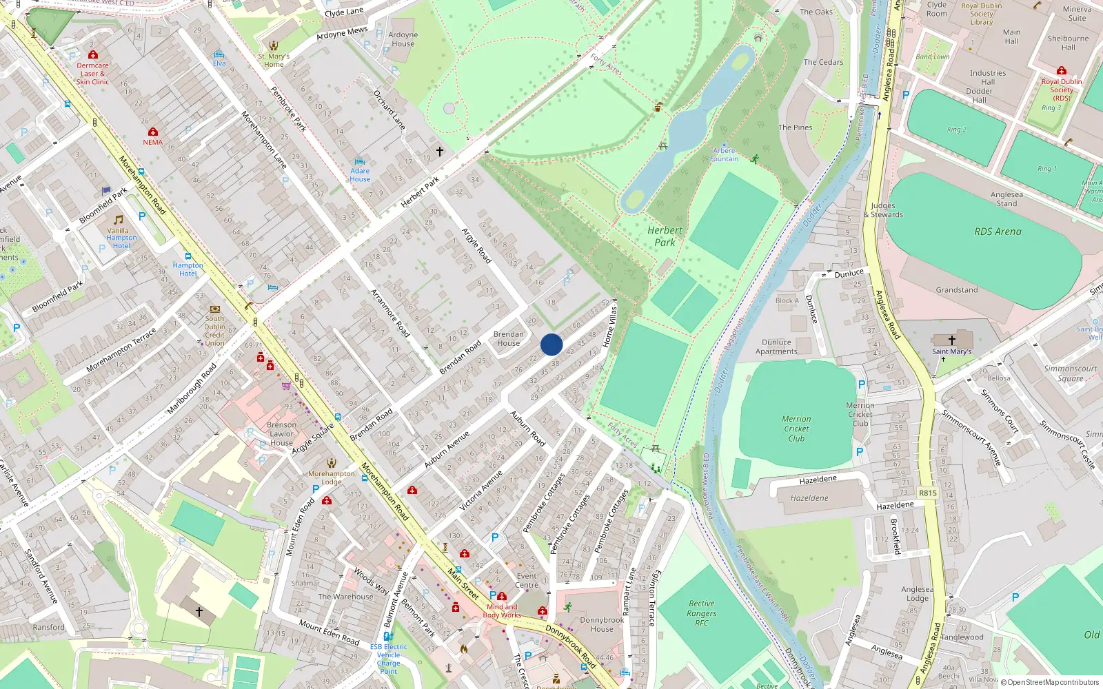 Overhead map showing the location of 67 Home Villas, Dublin