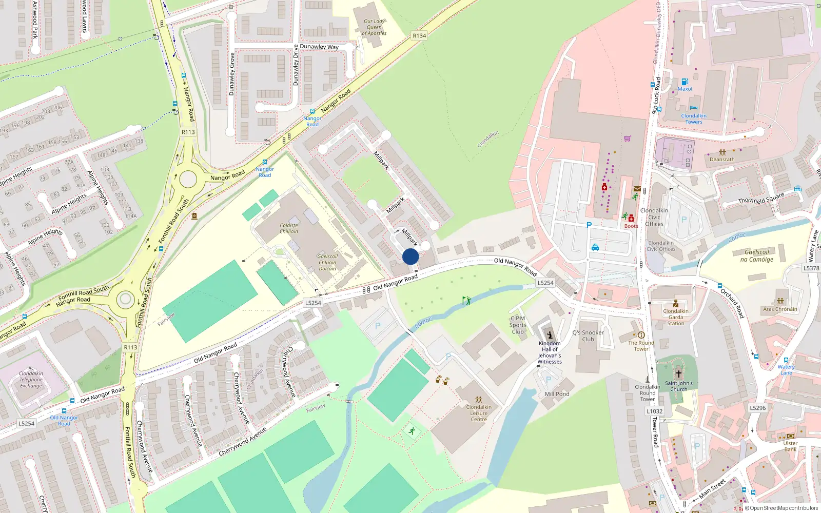 Overhead map showing the location of 67 Millpark, Dublin